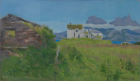 90-tallet, 46 x 27 cm, Olje på lerret