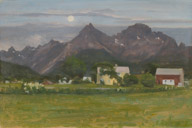 90-tallet, 33 x 22 cm, Olje på plate, usignert