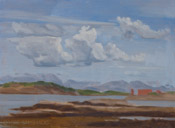 90-tallet, 33 x 24 cm, Olje på plate, usignert